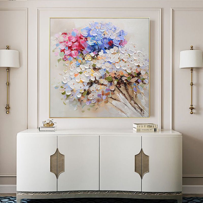 Modern Flowered Bouquet Painting on Canvas - 100% Hand-Painted - Ideal Place Market