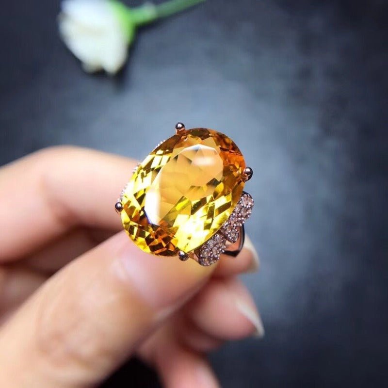 10ct Naturally Brilliant Citrine Ring for Women - Ideal Place Market