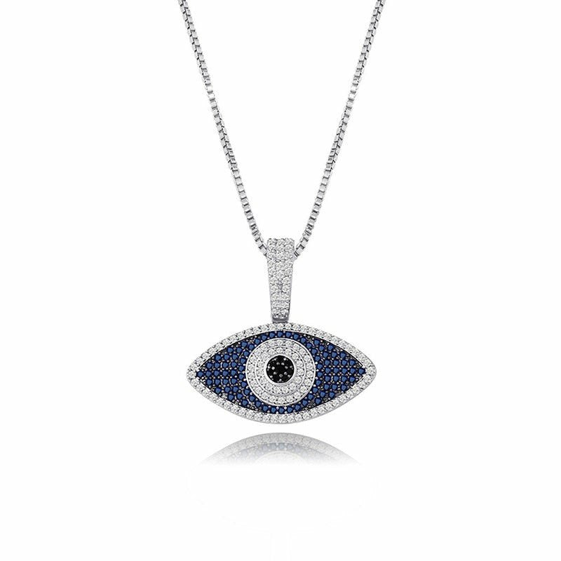 14K Gold Plated 925 Silver "Evil Eye" Pendant with Box Chain - Ideal Place Market