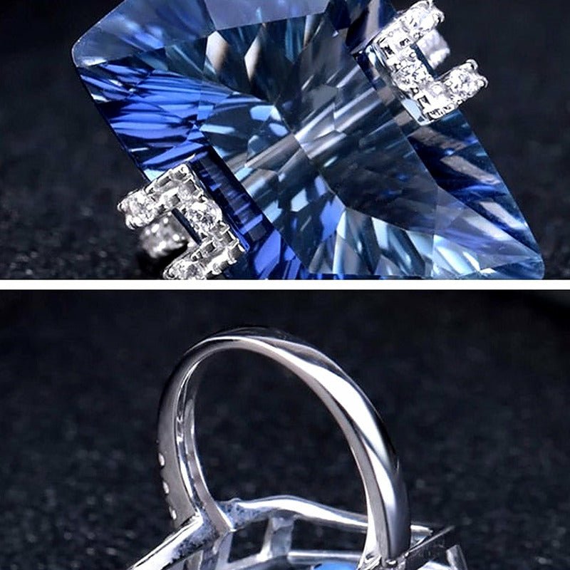 21.2ct Natural Blue Mystic Quartz & Silver Ring for Women - Ideal Place Market