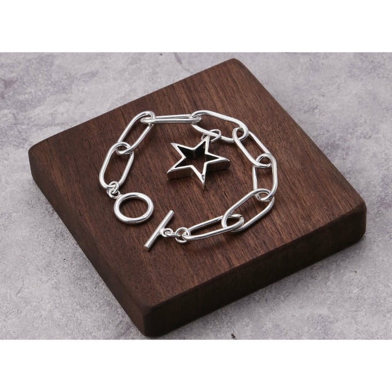 5-Pointed Star and Chain Link Bracelet in S925 - Ideal Place Market
