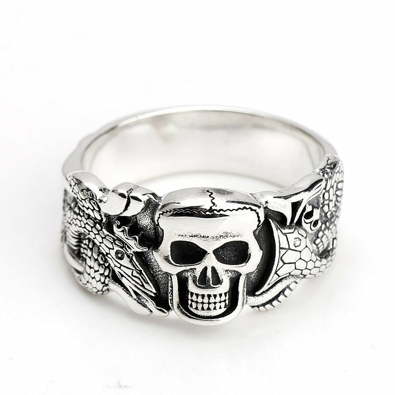 925 Silver Skull & Devil Snake Crown Ring - Ideal Place Market