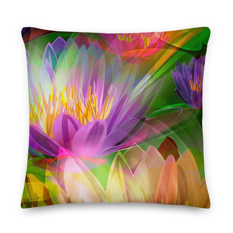 Abstract Lilly Pond Premium Stuffed Reversible Throw Pillows - Ideal Place Market