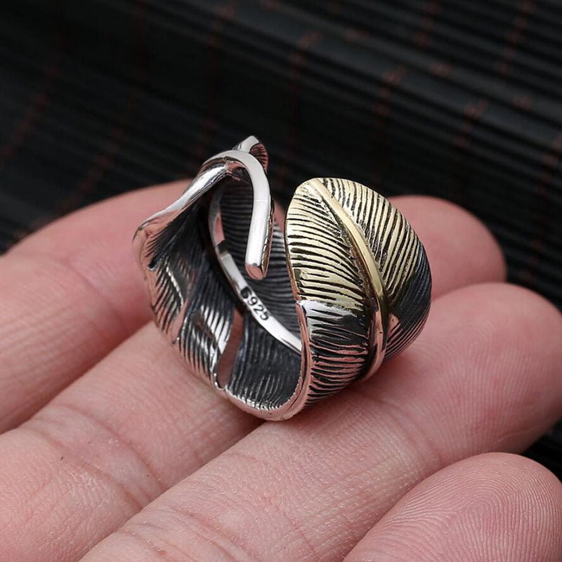 Adjustable Silver Eagle Feather Ring - Ideal Place Market