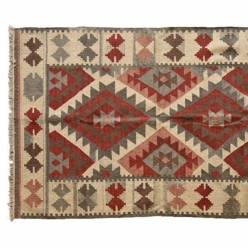 Adobe in Burgundy Hand-Knotted 100% Wool Kilim Rug - Ideal Place Market