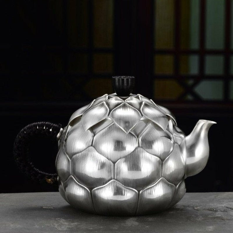 Ancient Artisan Detailing Technique - Lotus Flower S999 Silver Teapot - 210ml - Ideal Place Market