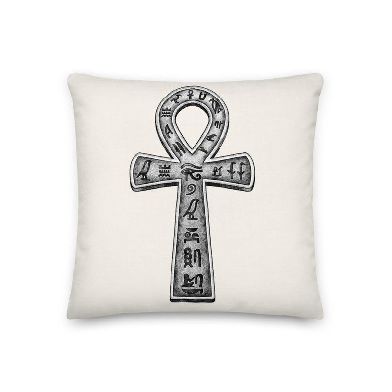 Ancient Egyptian Ankh & Scarab Premium Stuffed Reversible Throw Pillows - Ideal Place Market