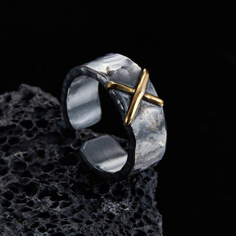 Artisan Crafted S999 Sterling Silver 'X' Ring for Men - Ideal Place Market