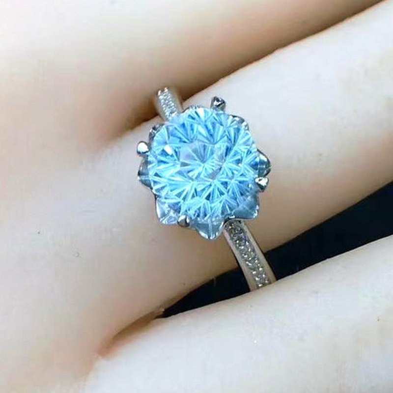 Beautifully Faceted Blue Topaz Gemstone Set in 925 Sterling Silver Ring - Ideal Place Market