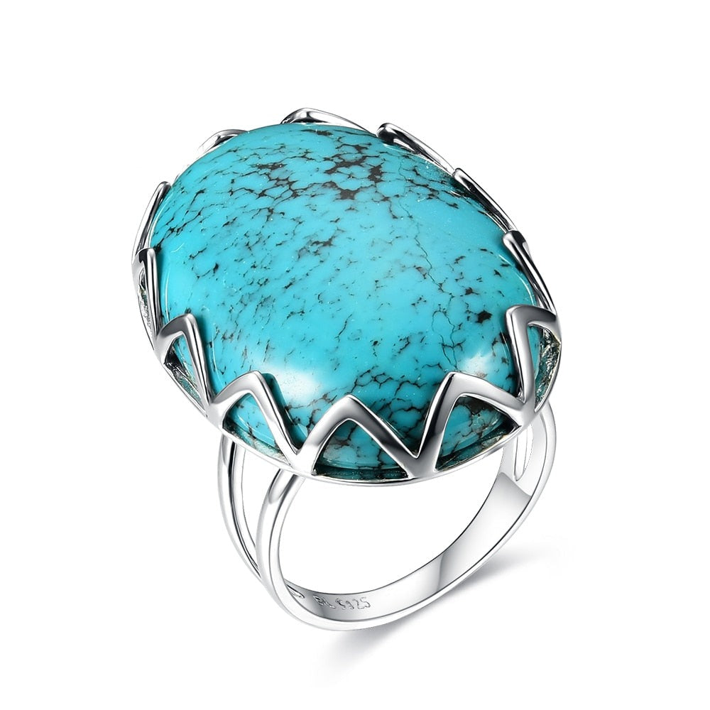 BIG Turquoise Gemstone S925 Silver Ring