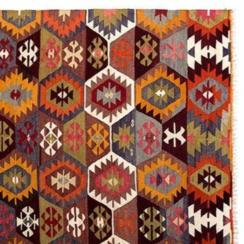 Bohemian Ecstacy Hand-Woven 100% Wool Turkish Kilim Rug - Ideal Place Market