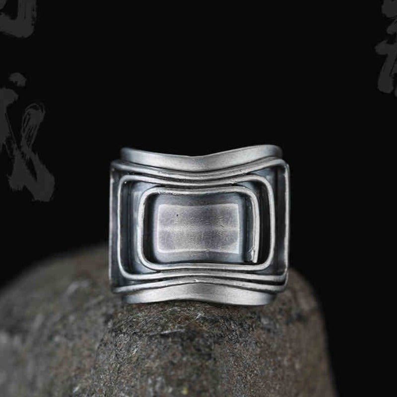Bold & Modern S925 Oxidized Silver Ring - Ideal Place Market