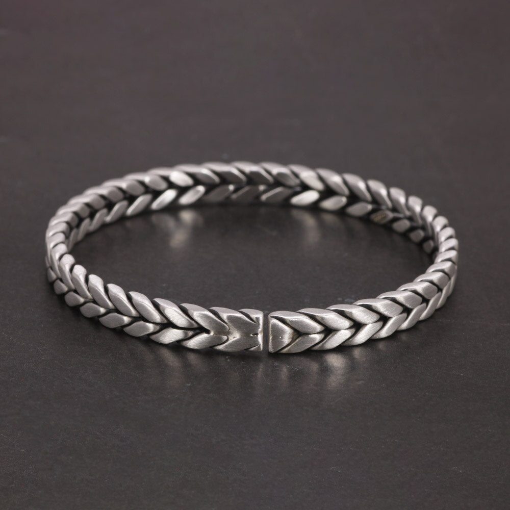 Braided S999 Sterling Silver Cuff Bracelet - Ideal Place Market