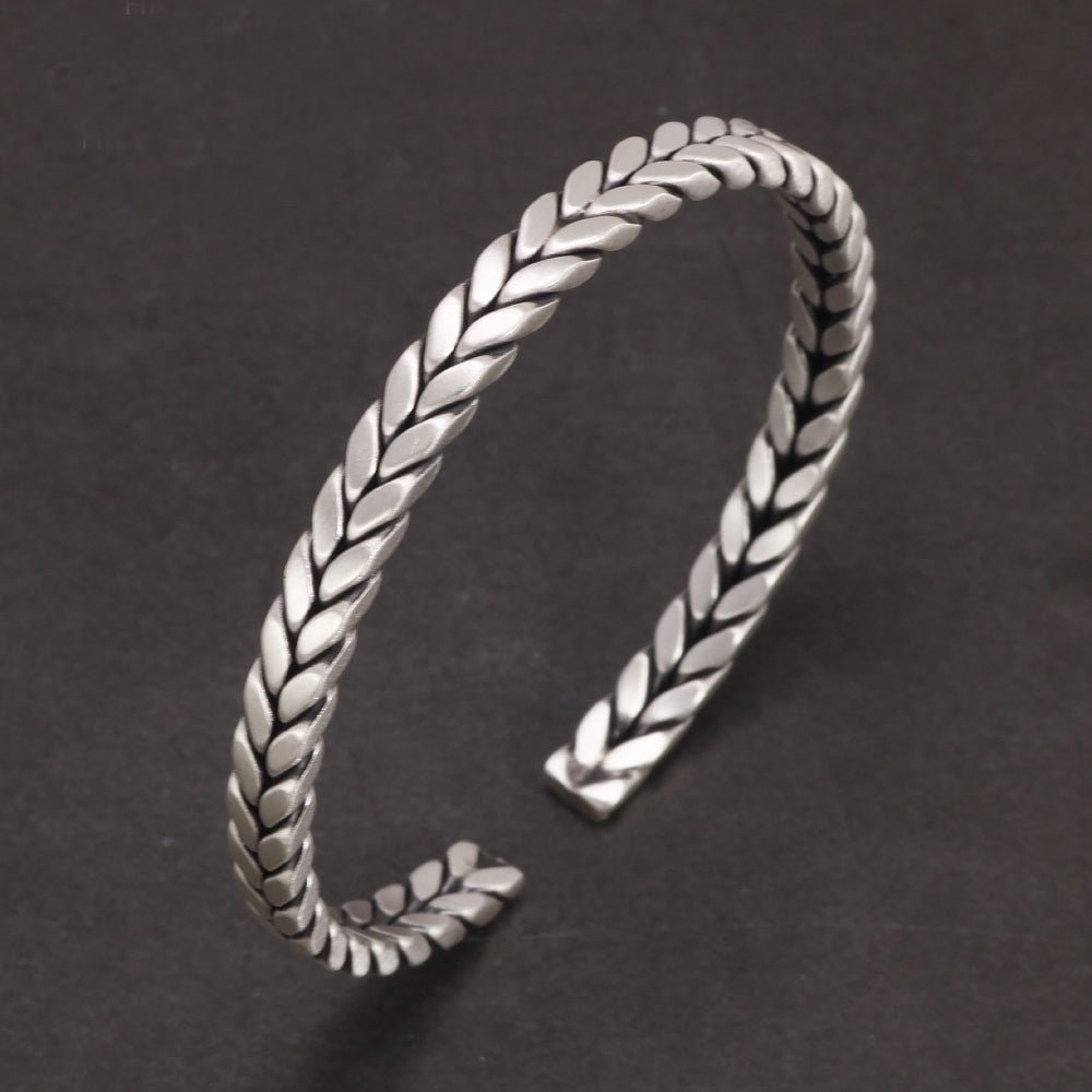 Braided S999 Sterling Silver Cuff Bracelet - Ideal Place Market