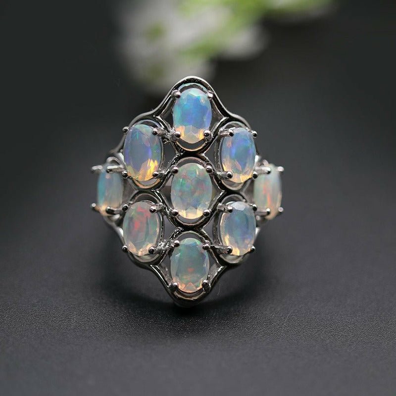 Brilliant Natural Opals Set In Ornate Sterling Silver - Ideal Place Market