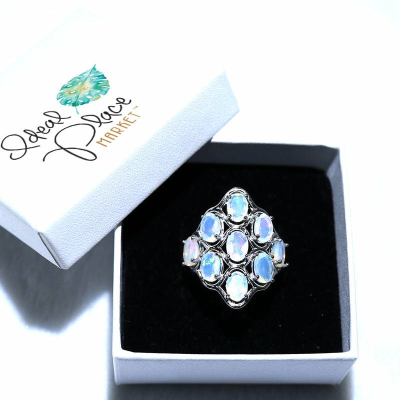 Brilliant Natural Opals Set In Ornate Sterling Silver - Ideal Place Market