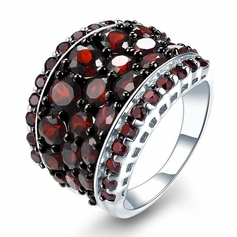 Chunky Red Garnet & S925 Silver Ring - 5.5CT - Ideal Place Market
