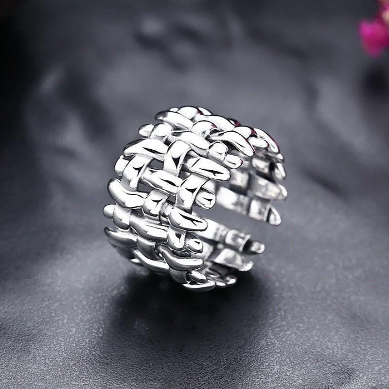 Chunky Woven High Sheen S925 Silver Ring - Ideal Place Market
