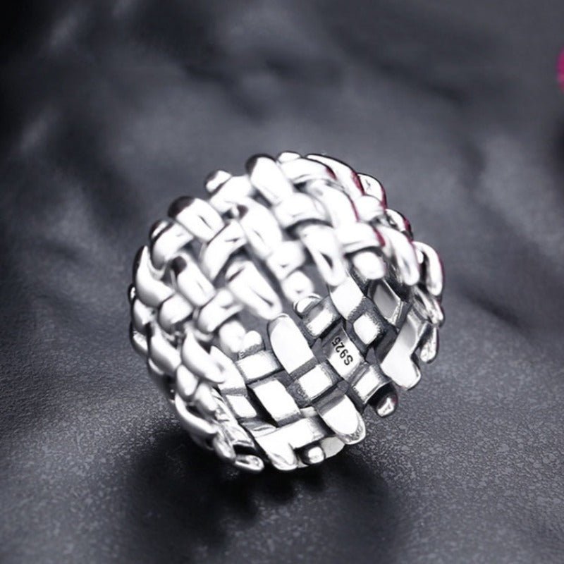 Chunky Woven High Sheen S925 Silver Ring - Ideal Place Market