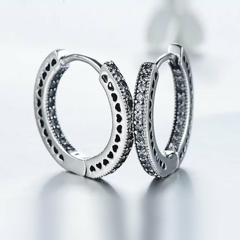 Circle of Hearts Cubic Zirconia Pavé Hoop Earrings - Ideal Place Market