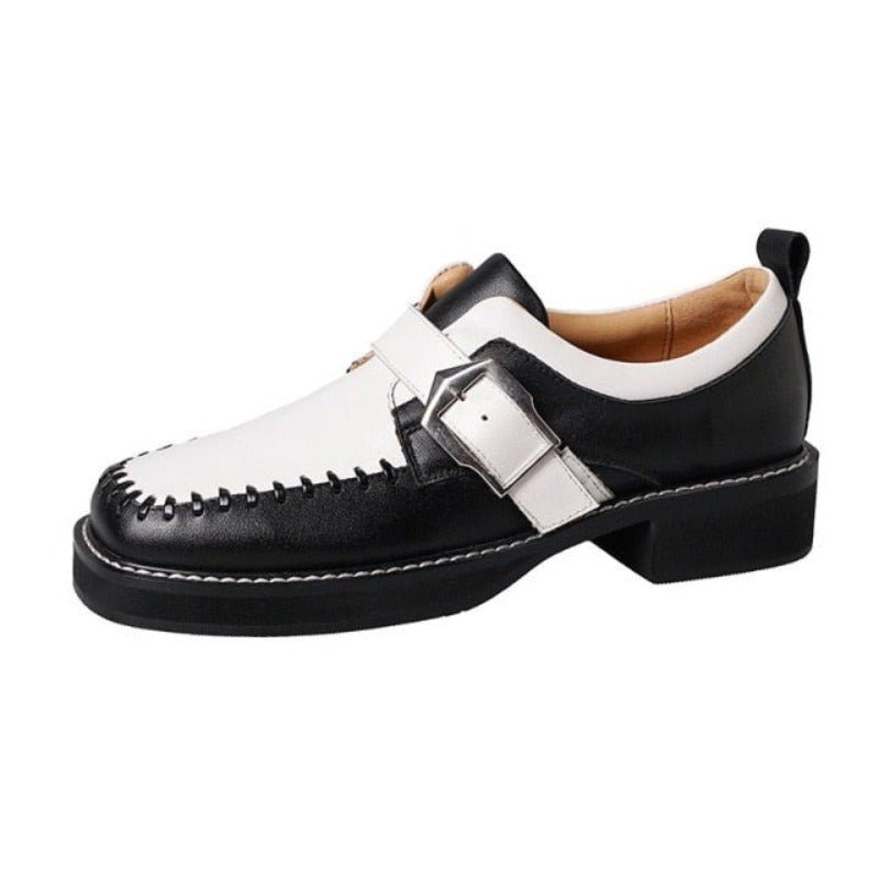 Classic British Two-Tone Genuine Leather Mini-Platform Loafers - Ideal Place Market