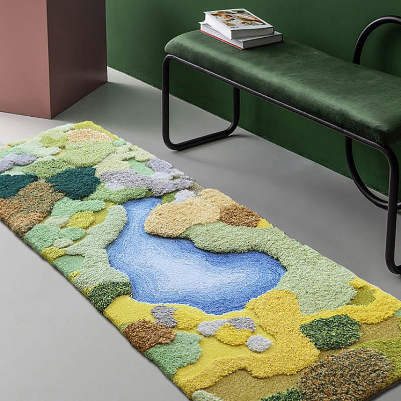 Colorful Hand Knotted Wool Topographic Relief Rug - Rugs