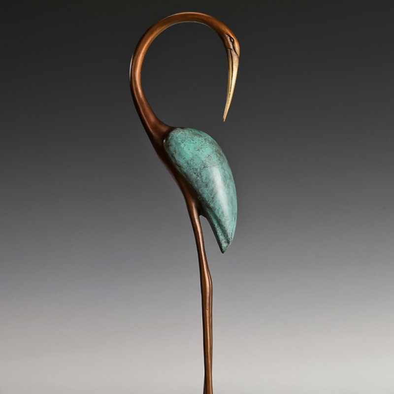 Contemporary Floridian Crane Bronze Sculpture - Ideal Place Market