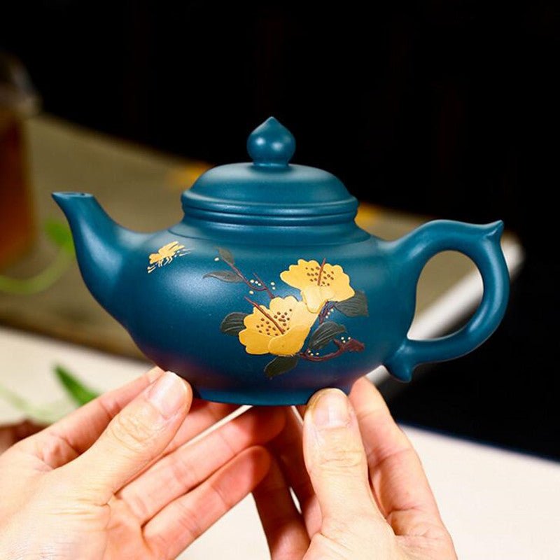 Deep Blue Handmade & Painted Yixing Teapot 280ml - Ideal Place Market