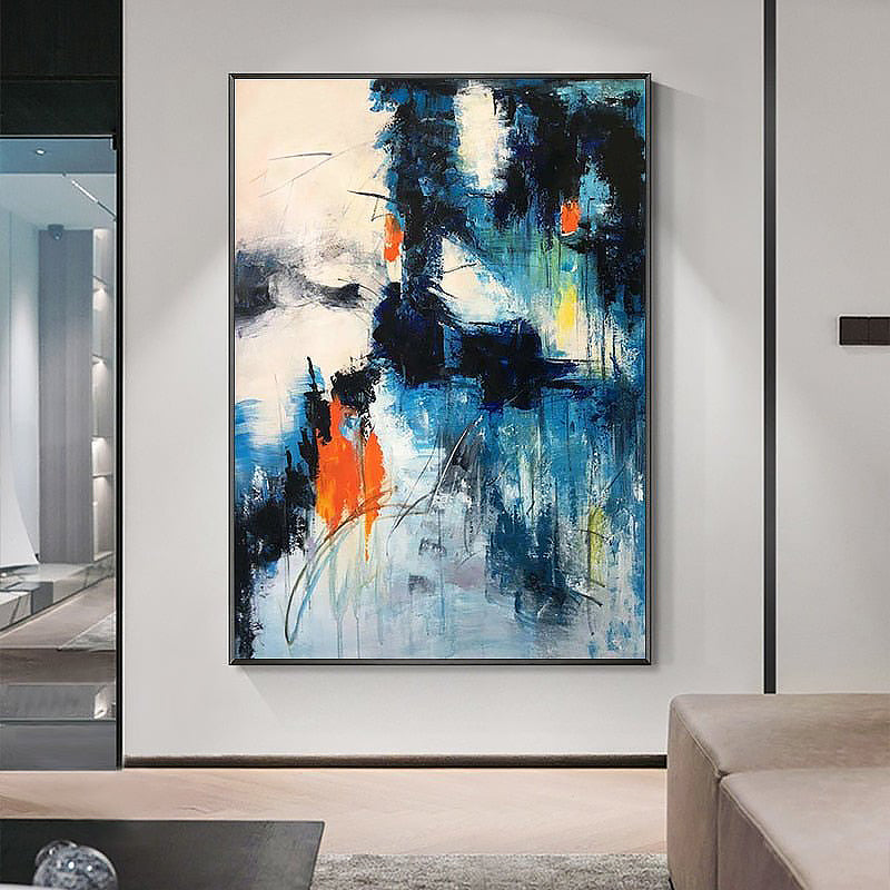 Deep Contrasted Abstract Painting on Canvas