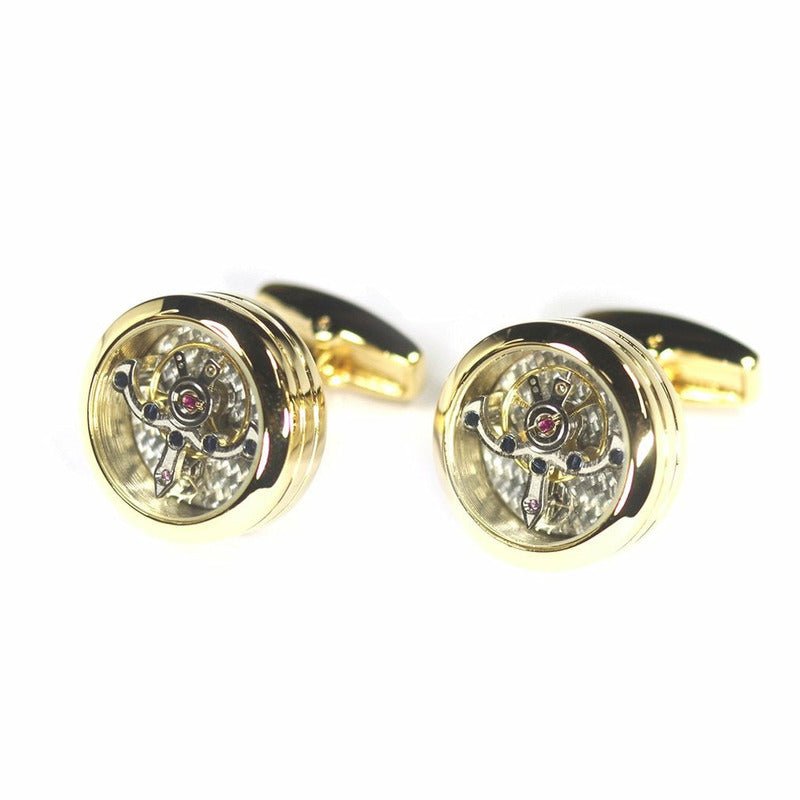 Detailed Mechanical Cufflinks in Gold Tone - Ideal Place Market