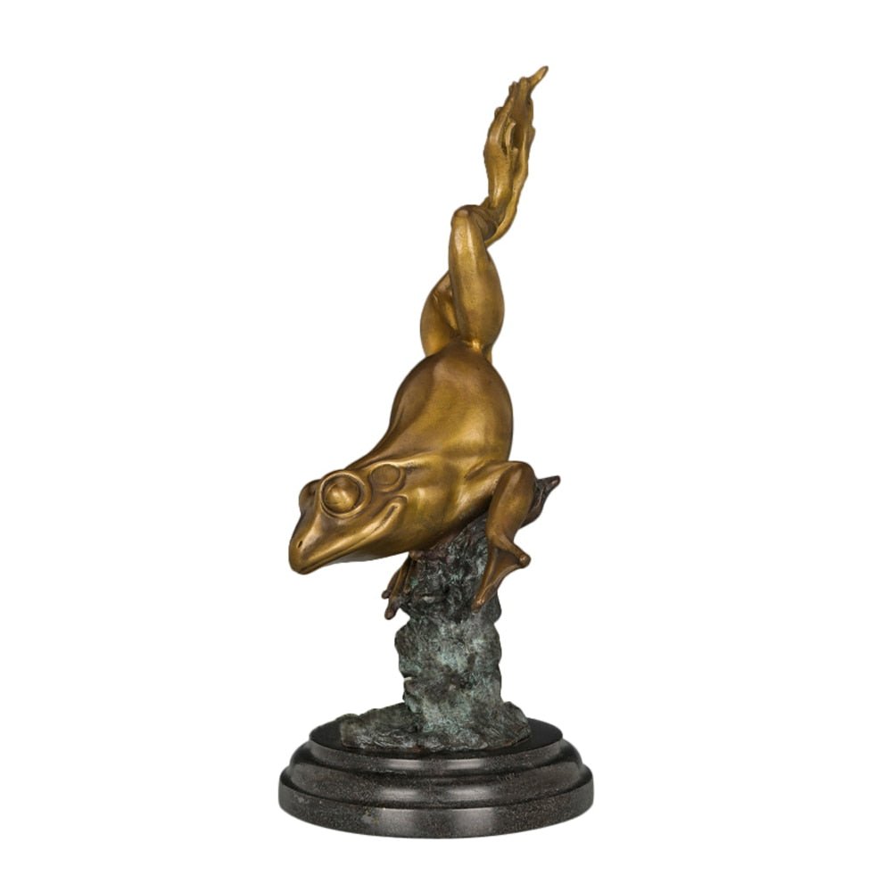 Diving Frog Bronze Sculpture with Marble Base - Ideal Place Market