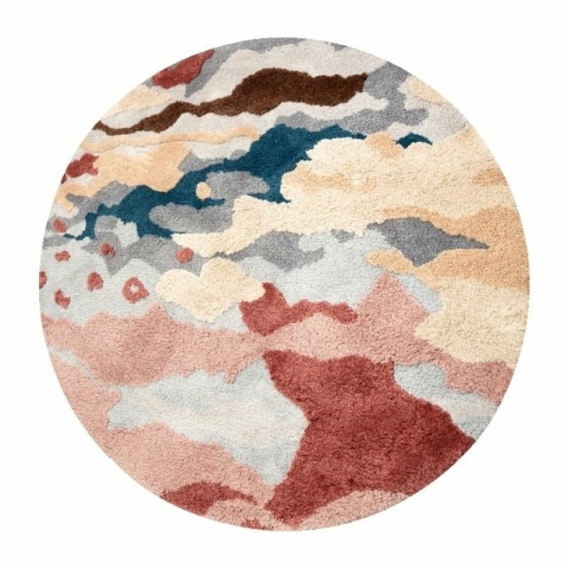 Earth Tone Abstract Round Area Rug - Ideal Place Market