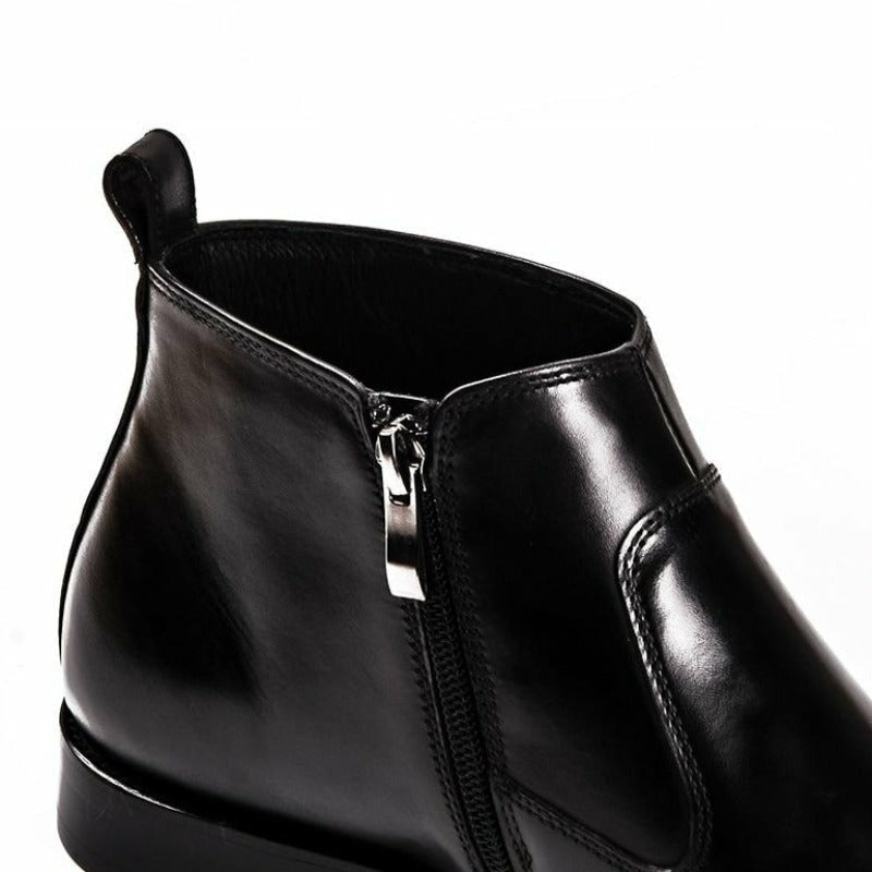 Elegant Satin Leather Ankle Boots with Exaggerated Stitching - Ideal Place Market