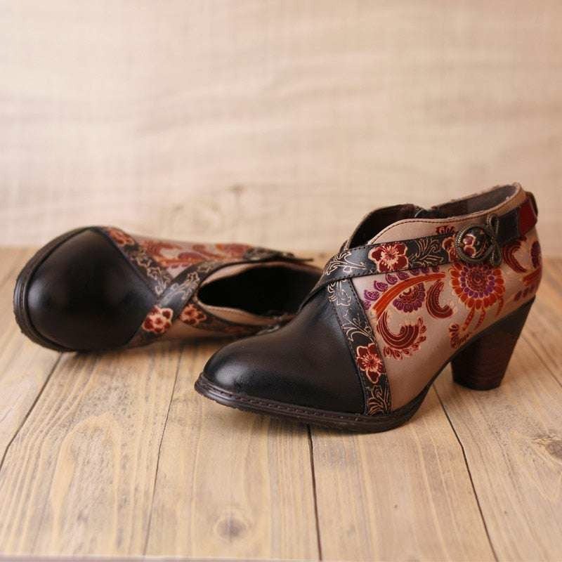 Embossed Cowhide Genuine Leather Shoes - Ideal Place Market