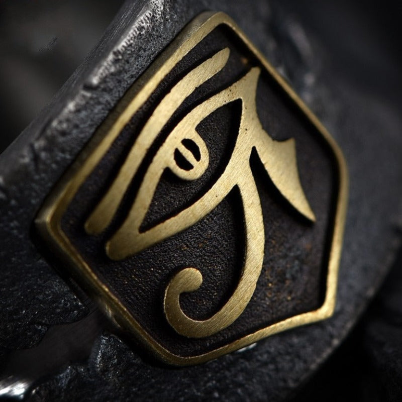 Eye of Ra Solid Oxidized S925 Silver & Brass Ring