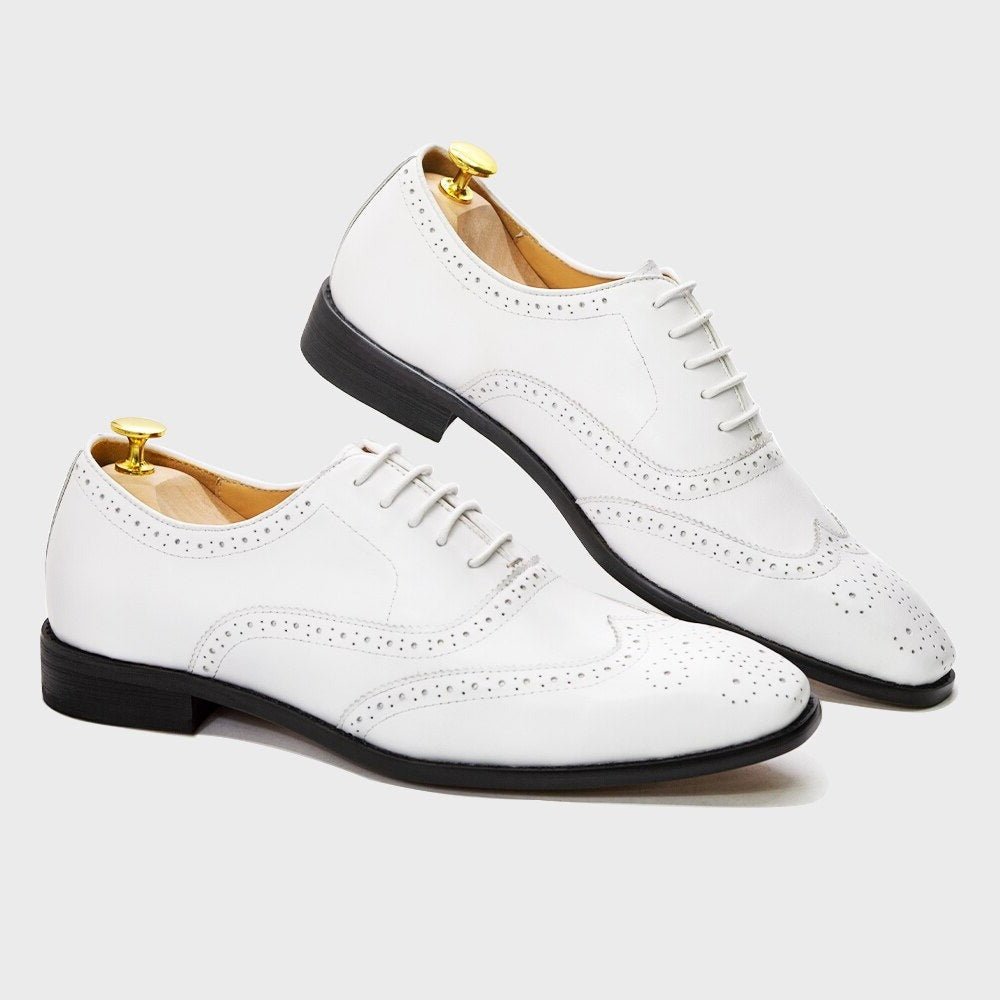Formal White Brogue Oxford Shoes for Men - Ideal Place Market