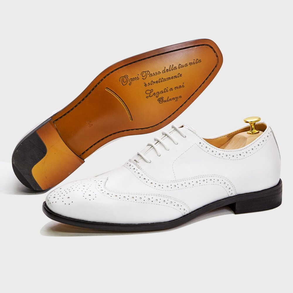 Formal White Brogue Oxford Shoes for Men - Ideal Place Market