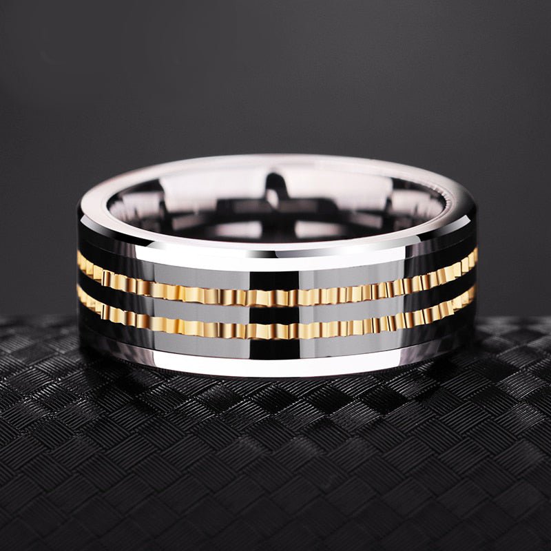 Gear Inspired Contemporary Tungsten Carbide Ring - Ideal Place Market