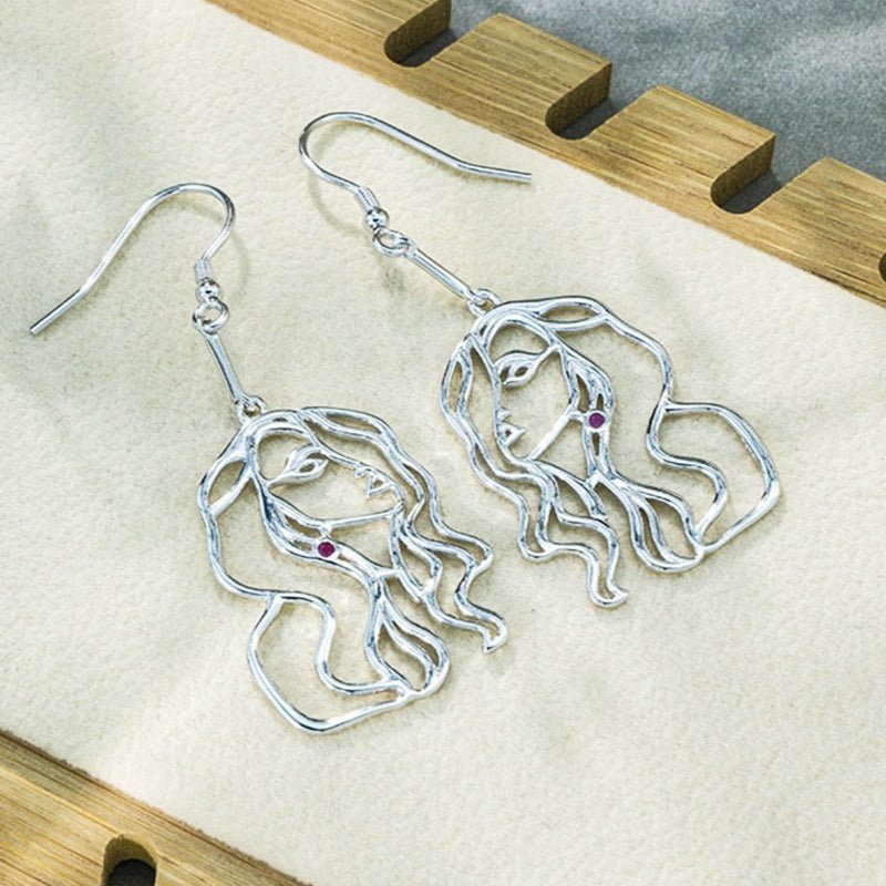 Gemstoned Surreal Female S925 Silver Drop Earrings - Ideal Place Market