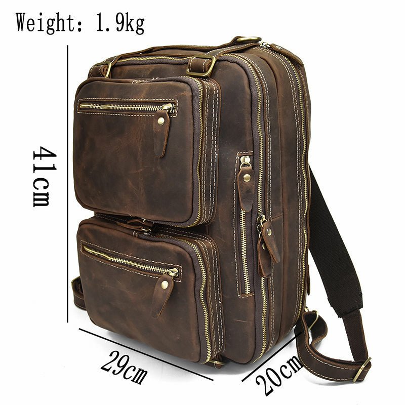 Genuine Burnished Leather Duffle Backpack - Ideal Place Market