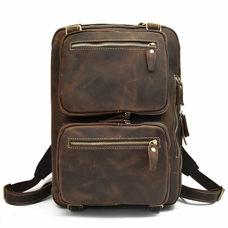 Genuine Burnished Leather Duffle Backpack - Ideal Place Market