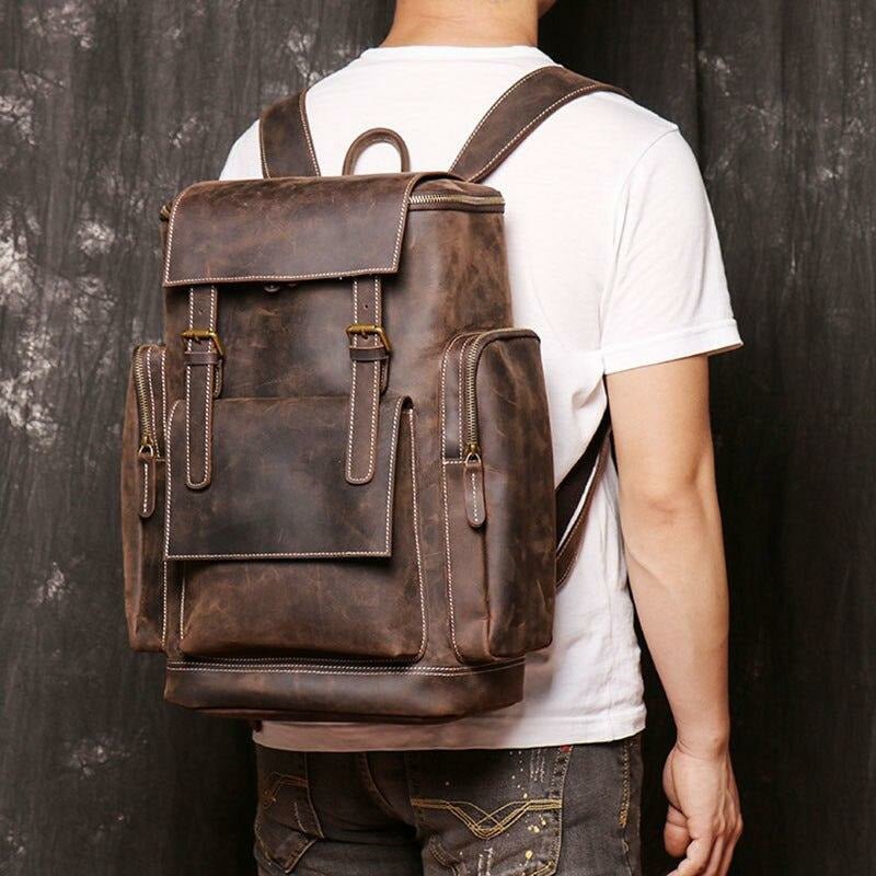 Genuine Burnished Leather Road-Ready Backpack - Ideal Place Market