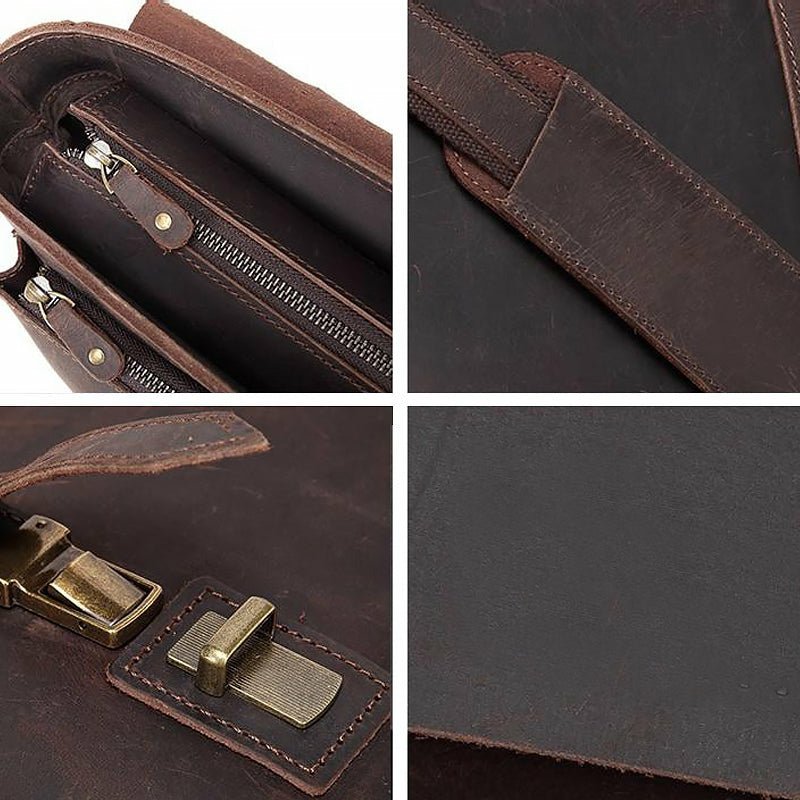Genuine Cowhide Leather Messenger Bag fits 15.6in Laptop - Ideal Place Market