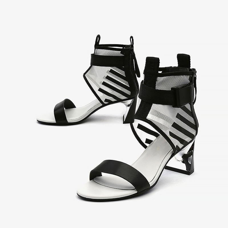 Women Cut Out Zip Back Chunky Heeled Gladiator Sandals, Elegant Summer Heeled  Sandals | SHEIN IN