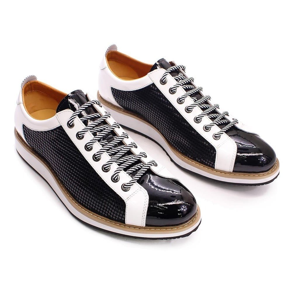Genuine Patent Leather Derby Sneaker for Men - Ideal Place Market