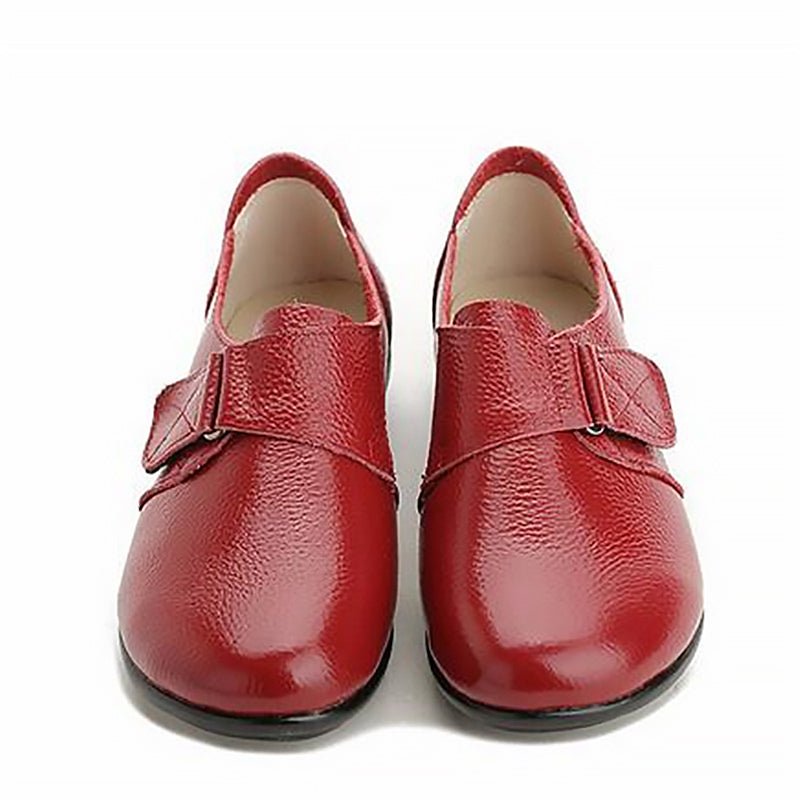 Genuine Pebble Leather Velcro-Close Slip-On Loafers - Your Choice of Warm or Regular Lining - Ideal Place Market