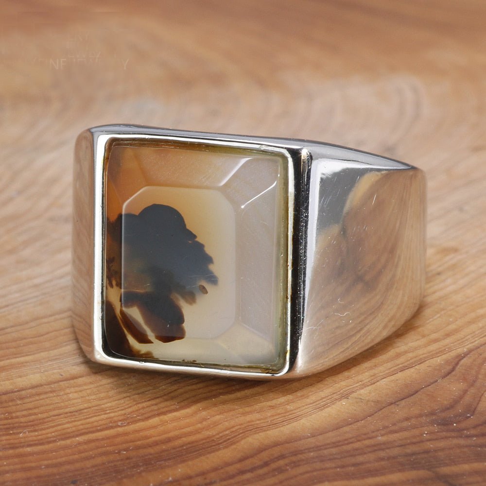 Genuine Square White Onyx & S925 Silver Ring - Ideal Place Market