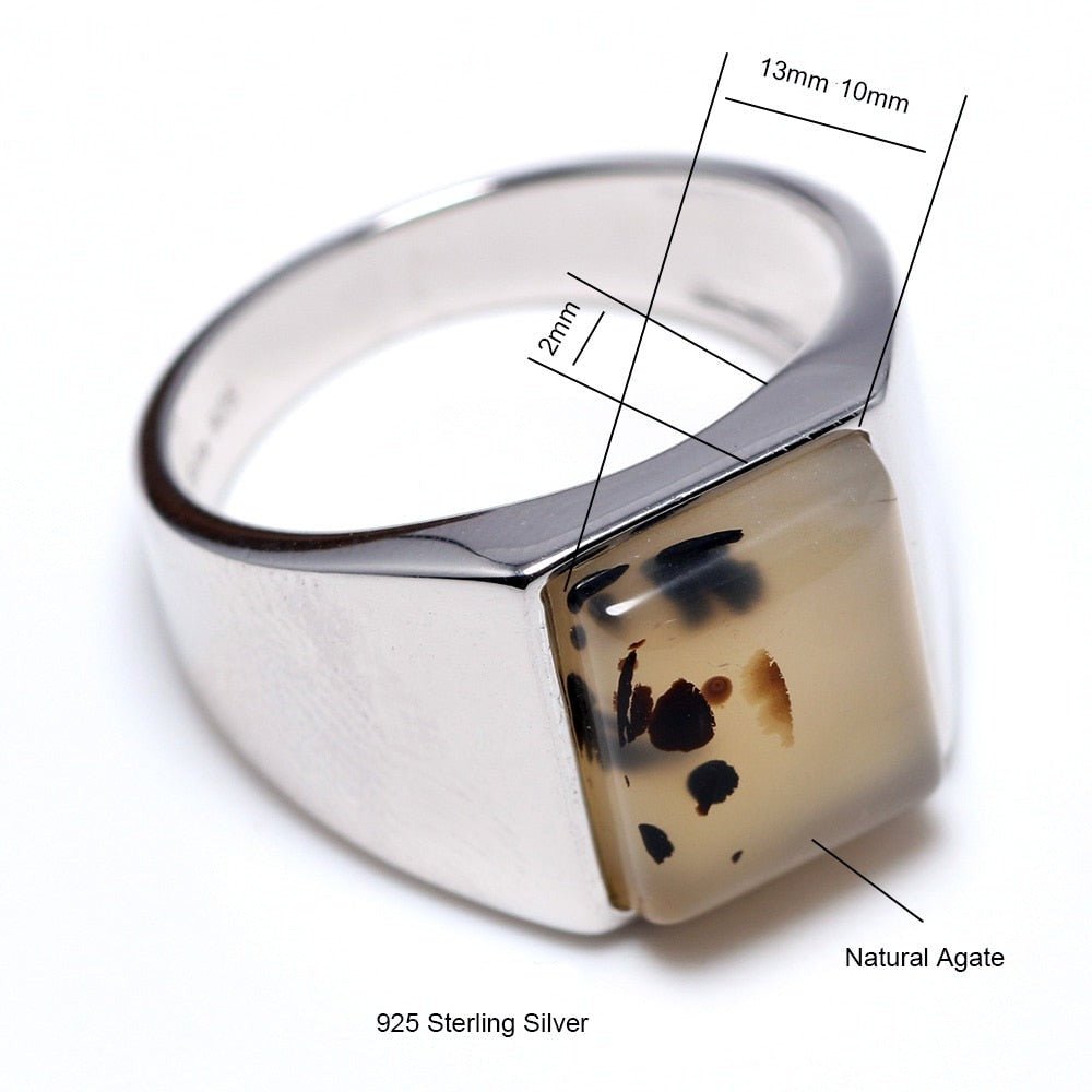Genuine Square White Onyx & S925 Silver Ring - Ideal Place Market