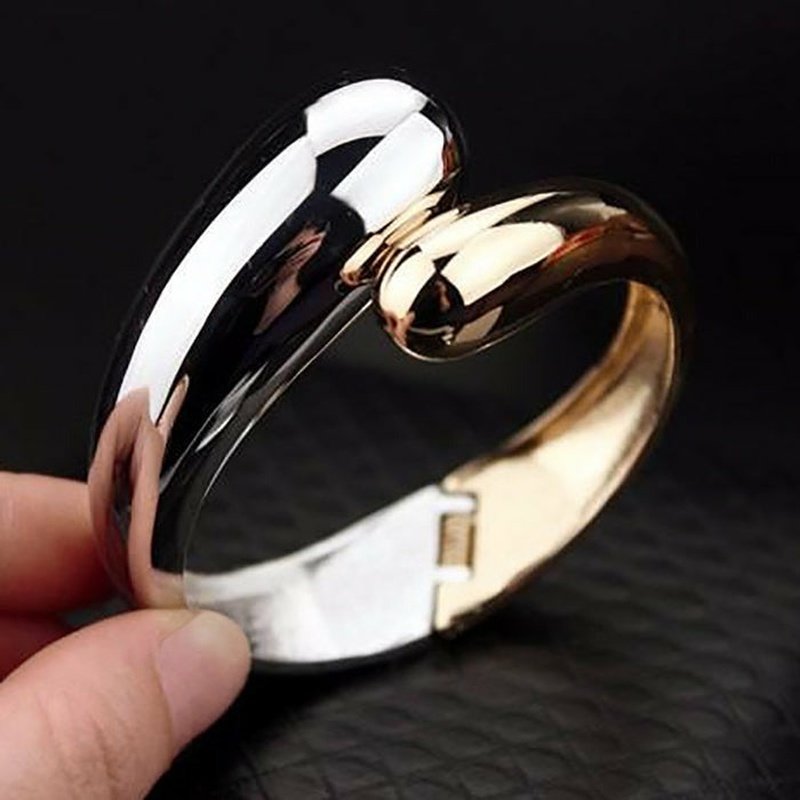 Gold & Silver Toned Women's Hinged Bangle Bracelet - Ideal Place Market