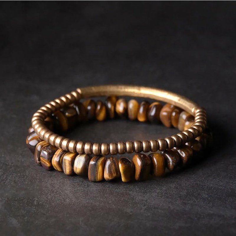 Golden Tiger Eye & Hand Formed Copper 2-Piece Protection Bracelet Set - Ideal Place Market